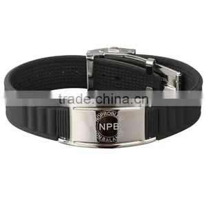 Noproblem P035 FDA Cool Man Germanium Scalar Charm Power Tourmaline Stainless Silicone Fashion Health Bracelet thumbnail-1