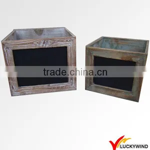 Vintage Wood Box Ornamental Planter With Message thumbnail-1
