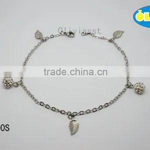 Olivia Jewelry Fashion 316 Stainless Steel Anklets With Leaves Charm, Stainless Steel Anklet thumbnail-1