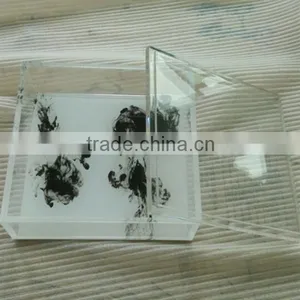 Clear UV Printed Cast Storage Acrylic Tray With Lid thumbnail-3