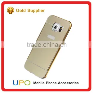 [UPO]Metal Aluminum Bumper Ultra-thin Mirror Back Mobile Phone Cover Case for Samsung Galaxy s6 s7 Edge Plus Mirror Case thumbnail-5