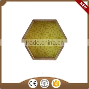 Yellow Hexagon Wooden Tray thumbnail-1