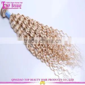 7A Unprocessed Brazilian Blonde Curly Hair Extensions Jerry Curly Virgin Hair Bundles 613# Blonde Hair thumbnail-5