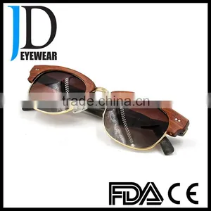 Hot Sell Custom Made OEM Fashion Half-Rim Wooden Sunglasses thumbnail-6