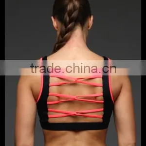 Kiteng 2016 Sports Bra With Crisscross Contrast Color Straps Wicking Fabric and Padding Office In United States Small Minimum thumbnail-4