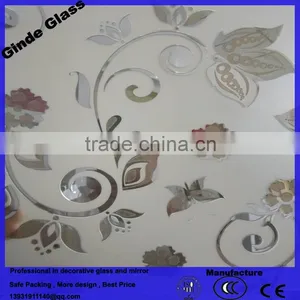 Decorative Window Bahthroom Door Glass, Titanium Acid Ice Flower Decorative Glass thumbnail-1