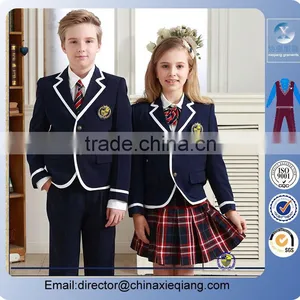 2016 Long-sleeve White Shirt ,navy Trouser,plaid Skirt Girl School Uniform thumbnail-1