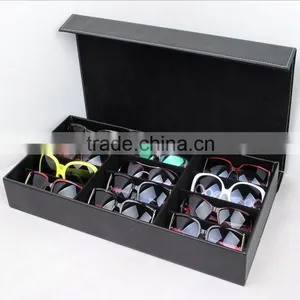 Chinese Factories Wholesale Custom 12 Slot Glasses Box, Leather Black Beautiful Display Box thumbnail-1