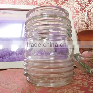 500ml Round Line Shape Clear Glass Material Candle Holder thumbnail-1