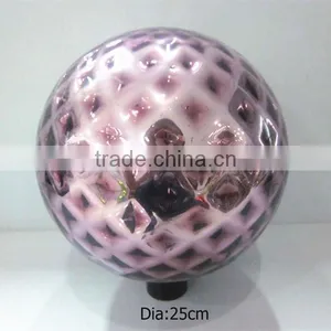 10" Hand Blown Purple Glass Garden Ball thumbnail-1
