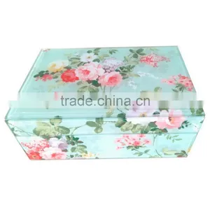 Flower Pattern Glass Mirror Jewelry Box thumbnail-1