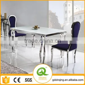 TH287 Stainless Steel Cheap Price Glass Top Dining Table thumbnail-1