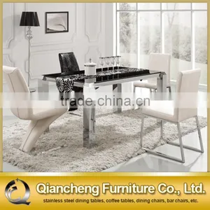 Simple Marble Top Dining Table With 4 Stainless Steel Legs thumbnail-1