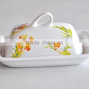 Ceramic Butter Dish With Decal Printing, Butter Dish With Decoration, Rooster thumbnail-1