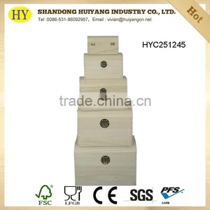 FSC Unfinished Storage Box Wood for Wholesale thumbnail-1