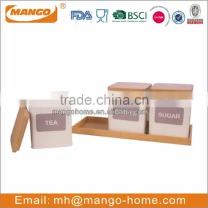 White Kitchen Metal Tea Coffee Sugar Canister Set thumbnail-5