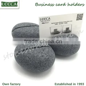 Business Card Holder Round Shape Natural Stone Rock for Gift for Business Man thumbnail-1