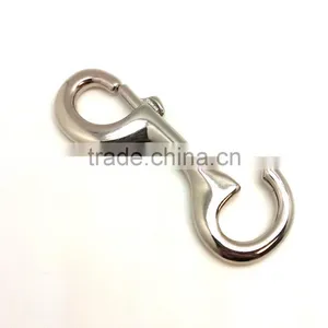 4-3/4" Solid Brass Hook in Nickel Plate, Solid Brass Swivel Eye Metal Snap Hook thumbnail-2