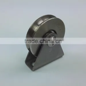 1.3 Inch Small Rope Pulley Diameter 35mm Thickness 8mm Bearing 635ZZ Groove "U" With Outer Support ITEM:358PCR-304 Stainless thumbnail-2
