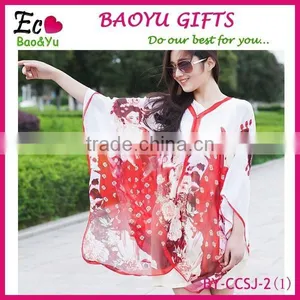 New Fashion Floral Print Silk Chiffon Towel Wholesale,Thin Chiffon Scarf Beach Towels ,summer Trendy Chiffon thumbnail-1