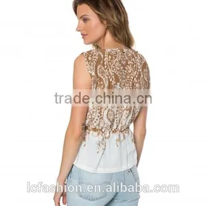 Wholesale Women Clothing Sleeveless V-neck Printed Sexy Top 2017 thumbnail-2