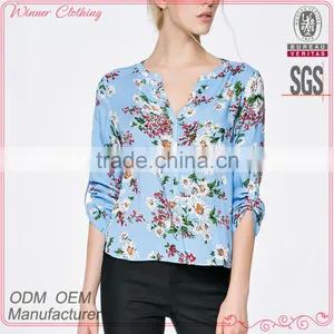 China Fashion Factory Manufacturer Summer Prints Images of Ladies Casual Tops thumbnail-1