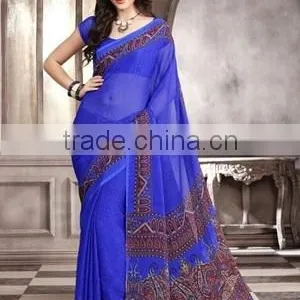 Classical Chiffon Saree in 4 Color thumbnail-3