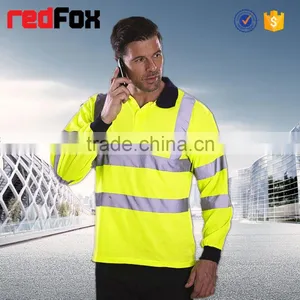 Mens Long Sleeve Reflective Safety Polo T Shirts New Design Hi Vis Polo Shirt thumbnail-2