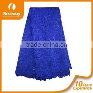 Royal Blue Chemical China Embroidery Lace Fabric Beaded Guipure Lace Cupion Lace CP0011 thumbnail-1