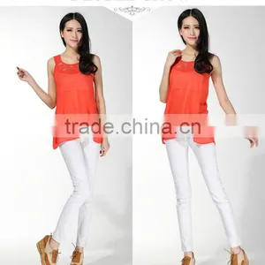 2015 Lace Application Neck Ladies Colored Long Vest/sleeveless/singlet For Summer thumbnail-1