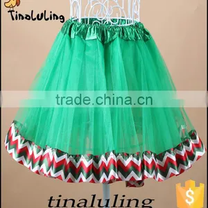 2016 Latest New Arrival Tulle Skirts Kids Christmas Green Tutus Baby Pettiskirts With Satin Ribbons thumbnail-6