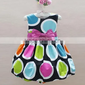 HOT Children Bowknot Colorful Big Polka Dots Party Dresses for 3 Year Old Girl thumbnail-2