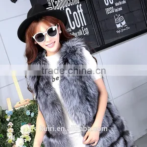 2016 Luxury Real Fox Fur Vest Waistcoat Autumn Winter Genuine Women Fur Gilet Outerwear Coats Lady X-Long Overcoat thumbnail-6