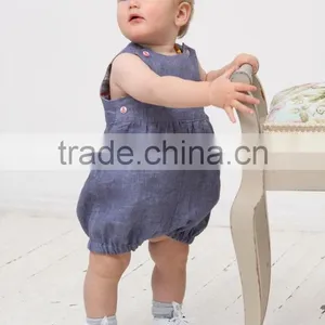 Newborn Baby Boy Orangic Cotton Shortall Cute Fashion Plain Jon Jon Romper thumbnail-3