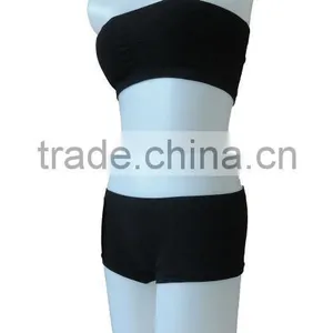 Nice Quality New Style Seamless Woman Underwear Ladies One Piece Bandeau Bra w Removable Cup Pad & Boxer thumbnail-2