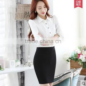 2016 New Style Women Fashion Long Sleeve Blue Shirt Ladies Office Formal White Shirt thumbnail-1