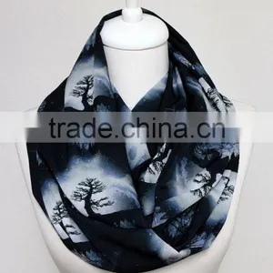 Tree of Life Infinity Scarf, Moon Scarf, Loop Scarf Circle Scarf Gift Ideas for Her, Spring - Summer - Fall - Winter Session thumbnail-5