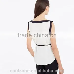 New Arrival Hot Selling Sleeveless High Neck Models Chiffon Blouse thumbnail-4