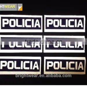 Relfective Policia With Blue Printing Reflective Letter be Heated on Vest for Spain Market thumbnail-5