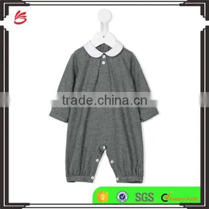 Grey Flannel Collared Winter Baby Romper for Little Cute Baby With Button Fastening and Button Cuffs thumbnail-1