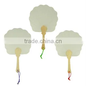 Promotional Gift PVC Plastic Fan With Wood Holder,Simple Plastic Handheld Fans thumbnail-1