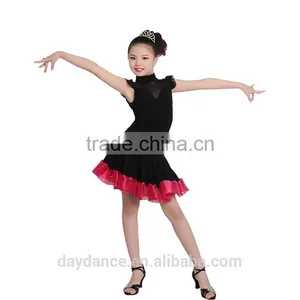 Child Kid High Neck Modern Latin Dance Dress Girls Elegant Performance Skirt Suit thumbnail-3