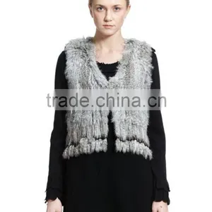 YR584 Beautiful Tassel Genuine Rabbit Fur Vest Women Top Quality 2015 thumbnail-3