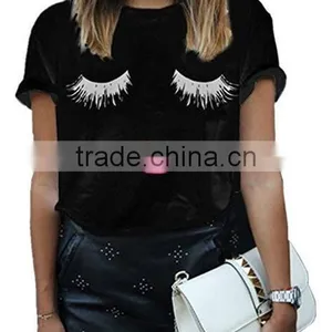 Cute Summer Fashion Women Short Sleeve Printed Tops Casual T Shirt Custom Printing thumbnail-6
