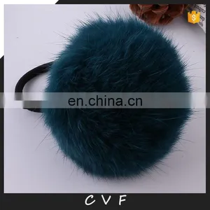 Factory Supply Hand Made Girl Women Fashion Rabbit Fur Pompon Hairband thumbnail-1