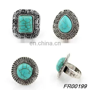 New Design Top Selling Charming Popular Turquoise Ring Full Finger Alloy Ring thumbnail-1