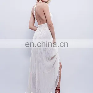 High Qaulity Lace Trim Cotton Gauze Maxi Dress ,fashion Woman Cotton Party Dress thumbnail-4