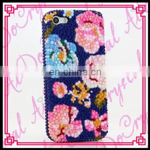 Aidocrystal 100% Diy Handmade Bling Diamond Flower Pattern Hard Cover Bling Shining Mobile Cell Phone Case Cover for Iphone 5 thumbnail-1