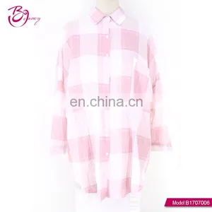2017 New High Fashion One Piece Pink Free Size Checked Blouse for Girls thumbnail-1