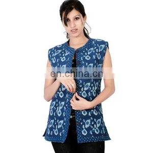 Cotton Printed Reversible Blue Color Jackets for Women thumbnail-1